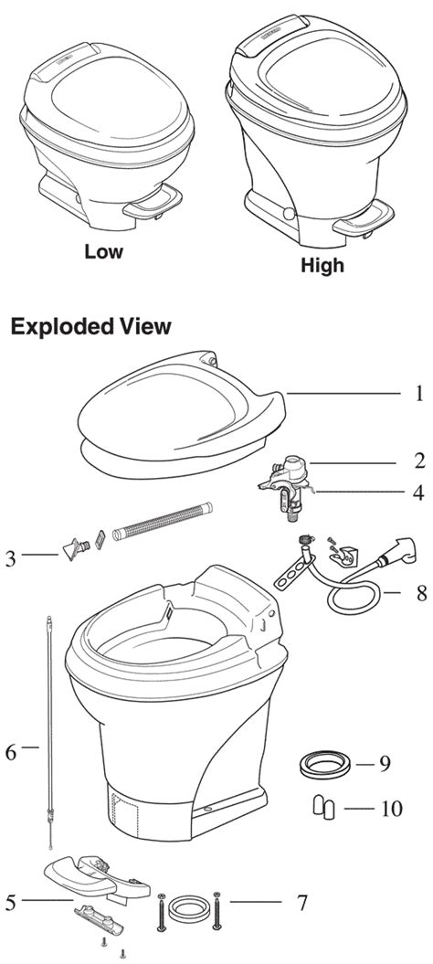 How to properly adjust the Thetford Aqua Magic V toilet system's water valve: A visual guide with detailed diagrams